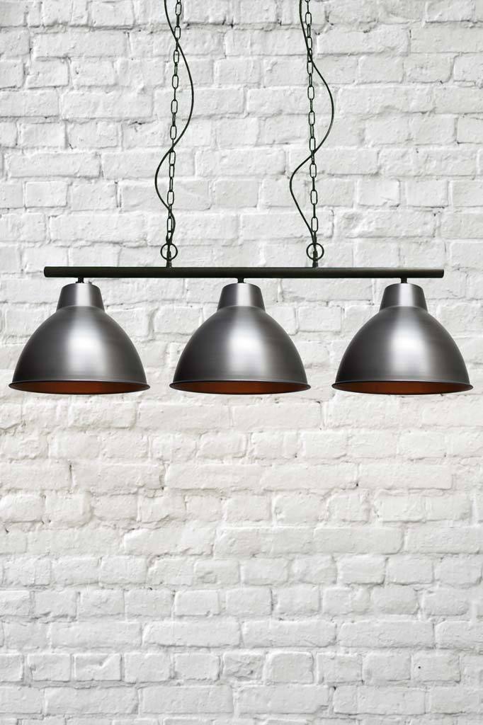 Steel three light chandelier pendant 