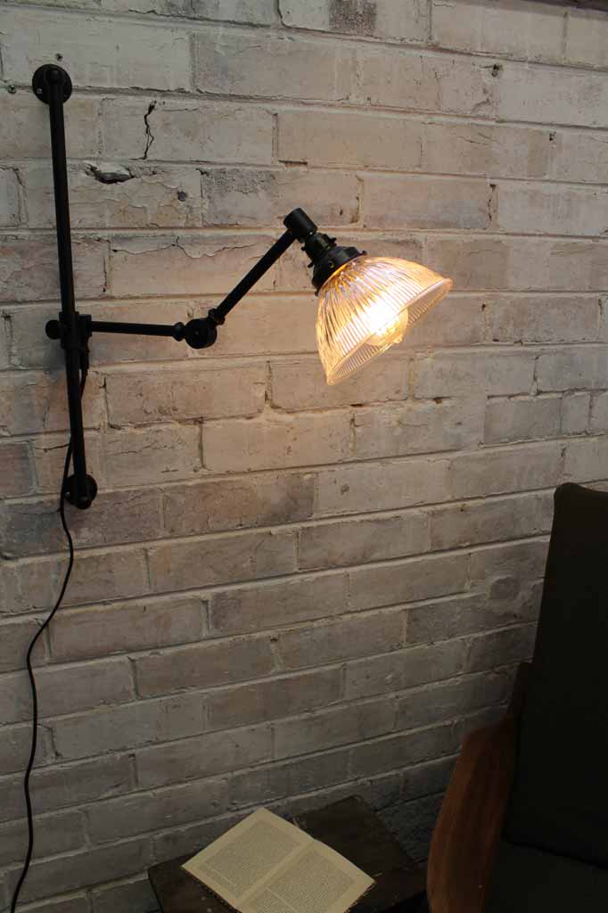 Swing arm glass wall lamp black metal