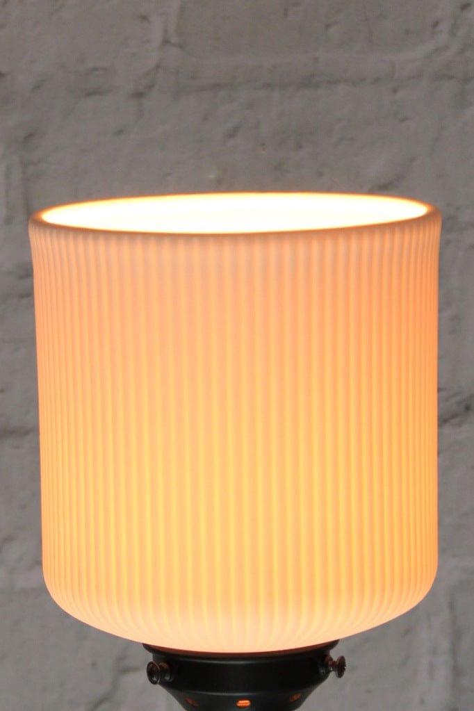 Close up of the ribbed ceramic shade 