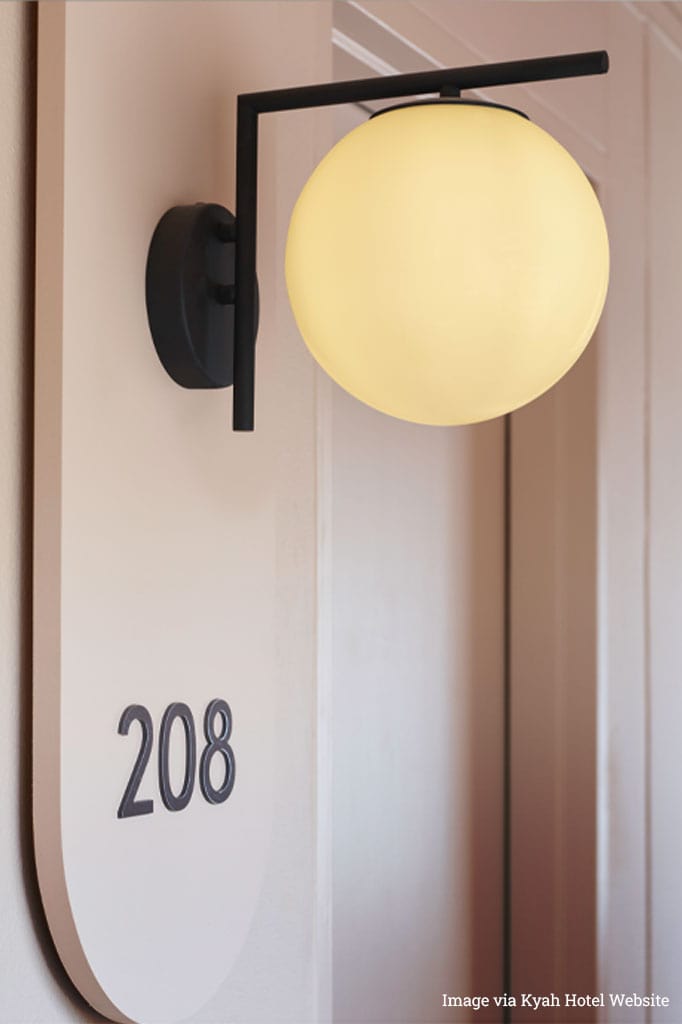 wall light in hotel hallway