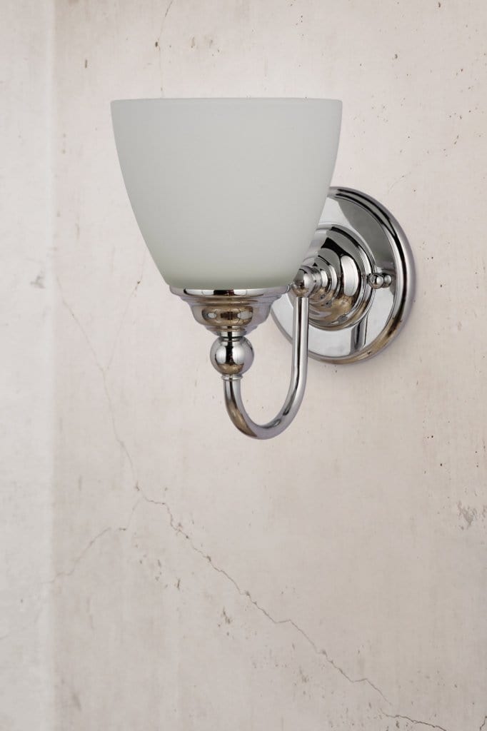 Chrome opal wall light upright mount