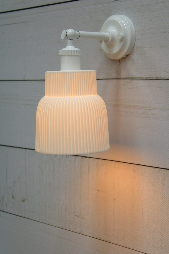 White wall light with ceramic shade