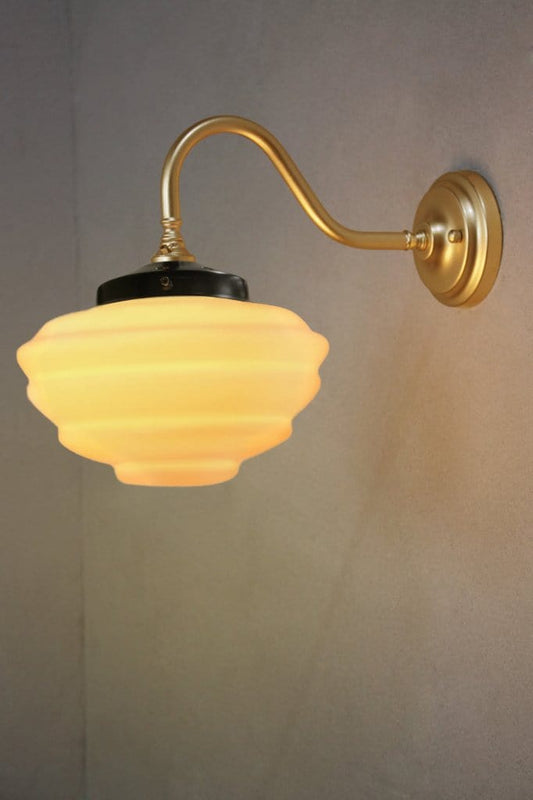 Gold/Brass wall light with opal glass shade