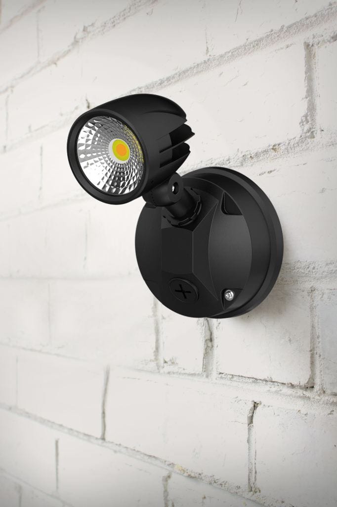 Black outdoor spotlight