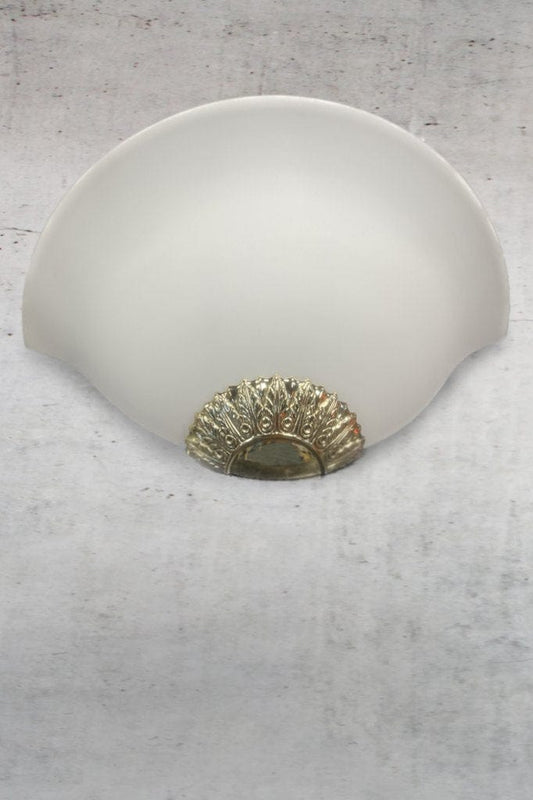 Opal glass wall light with brass metalware