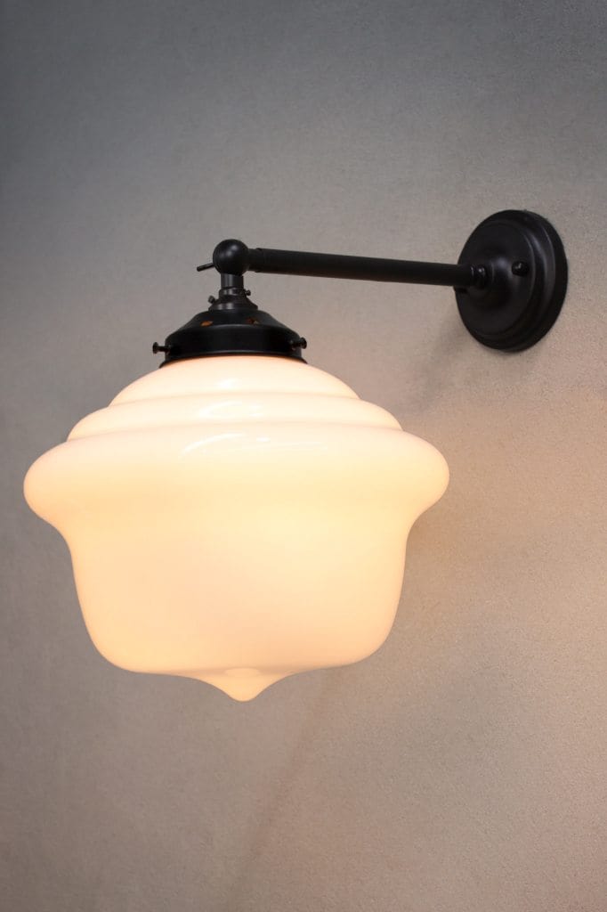 Black sconce with chicago schoolhouse shade