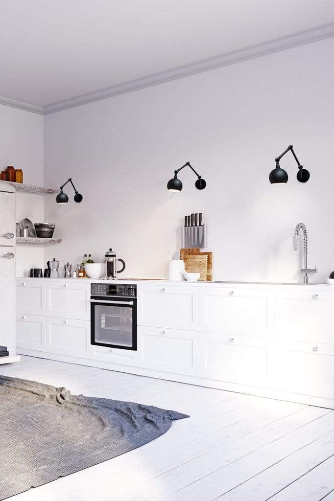 Wall lights above kitchen settings