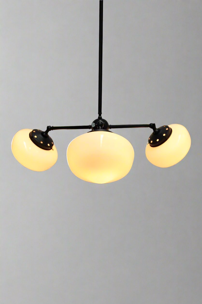 Washington 3 Light pendant in black steel with adjusted arms