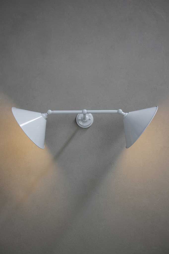 White double arm adjustable wall light