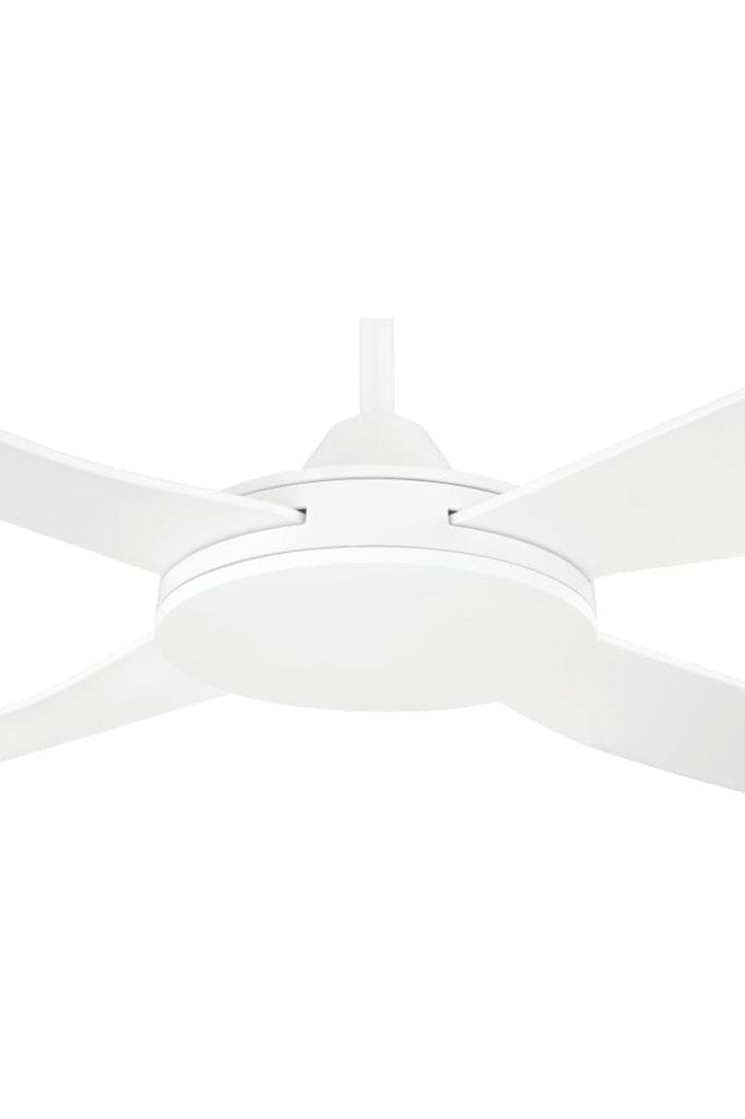 Close up of the white ceiling fan with no light 