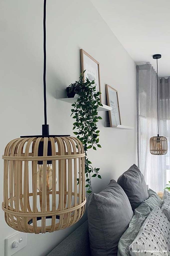 wicker pendant lights in bedroom