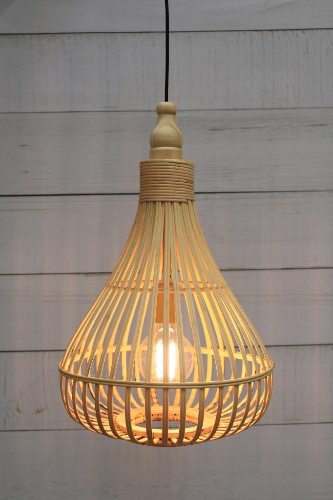 Wicker pendant light with natural finish