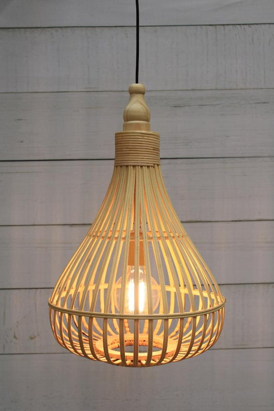 Wicker pendant light with natural finish