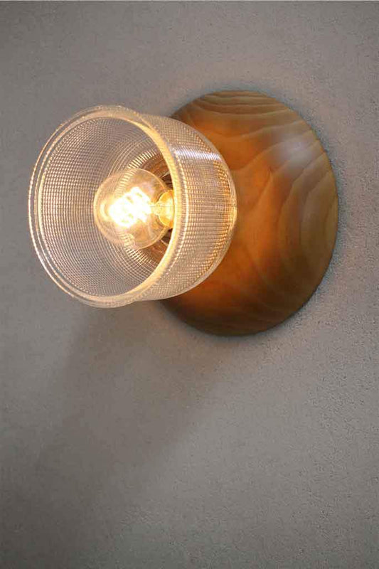 Glass and Wood Wall Light