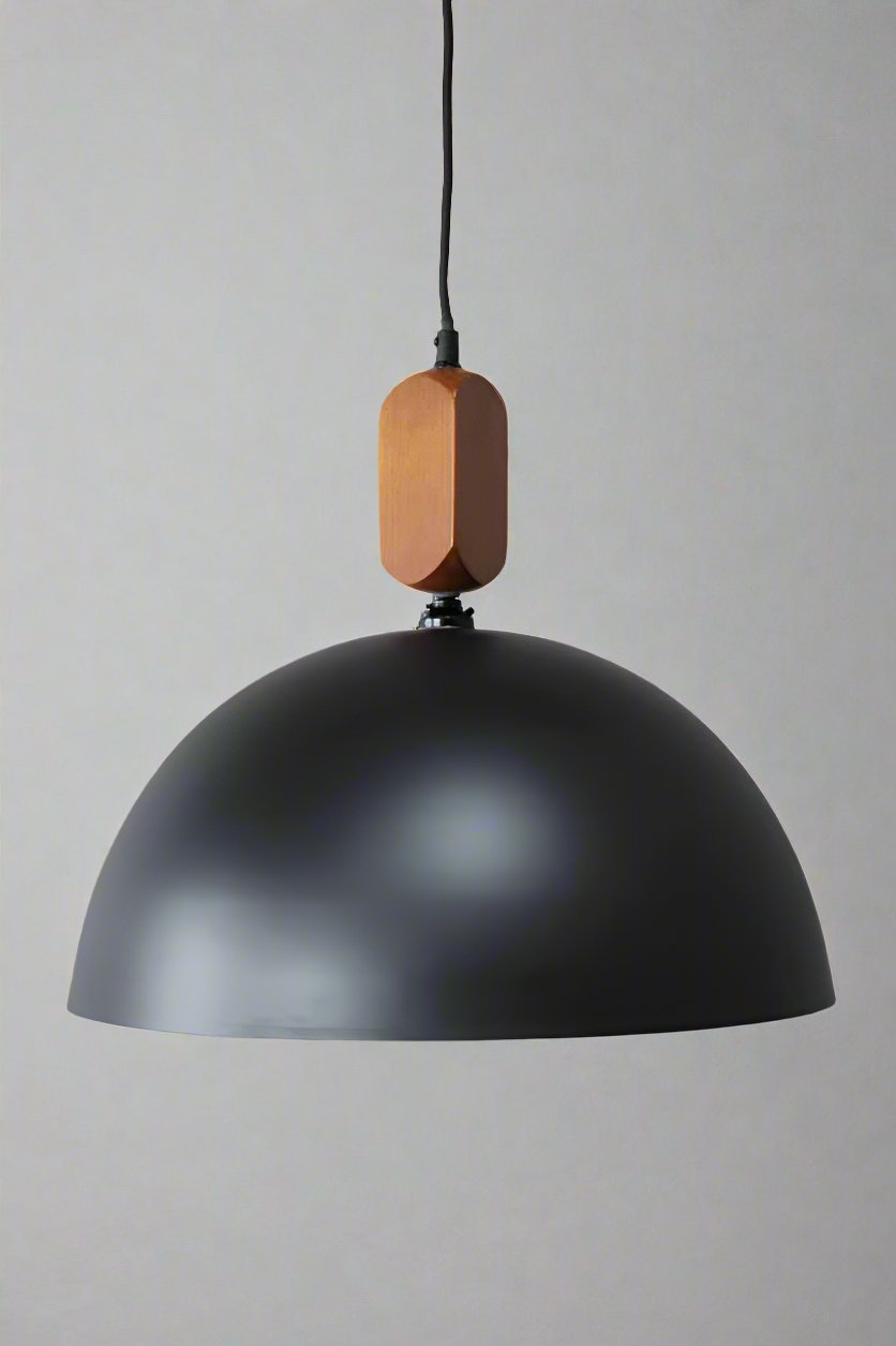 Wooden block black pendant light