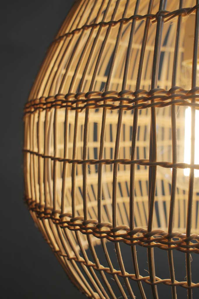 Shade with handmade rattan weave