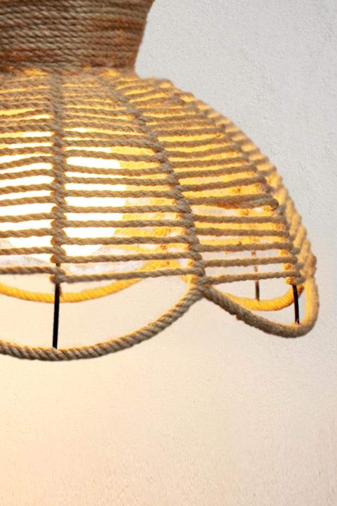 Beach house style wall lamp with rope shade