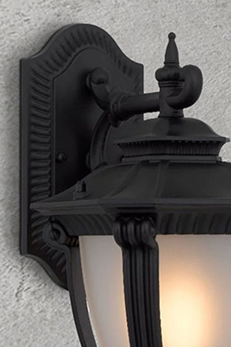 close-up of outdoor Wall Light in black finish