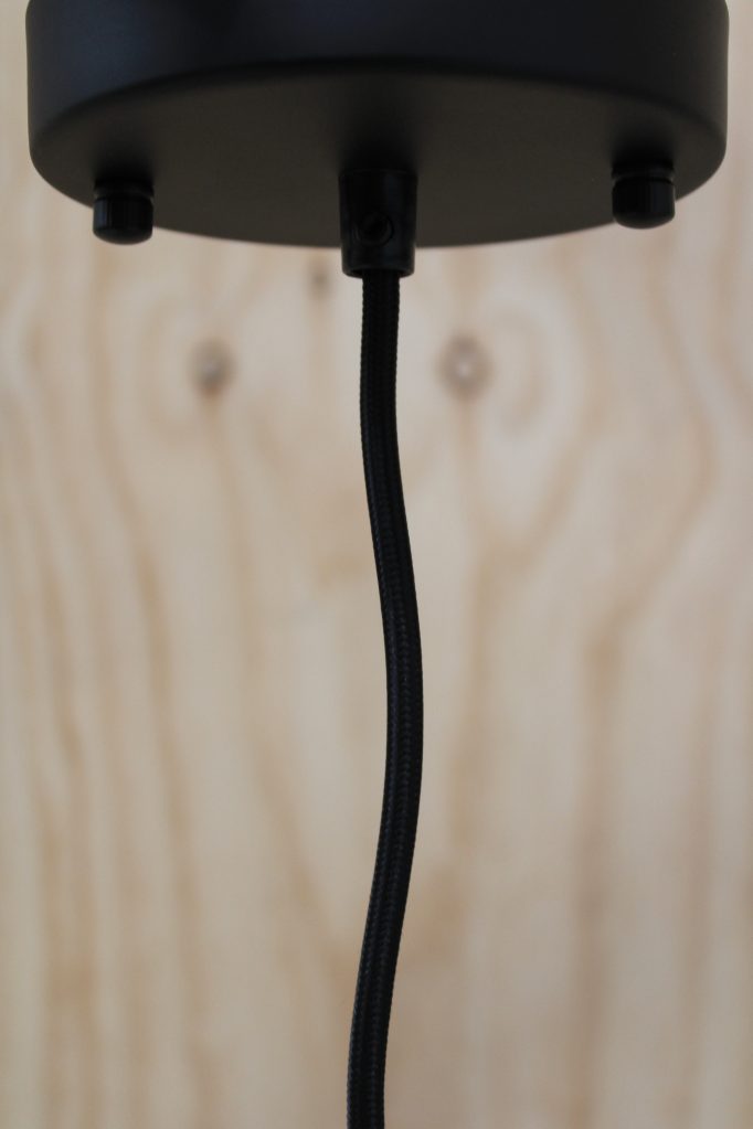 Black ceiling rose and round fabric cord