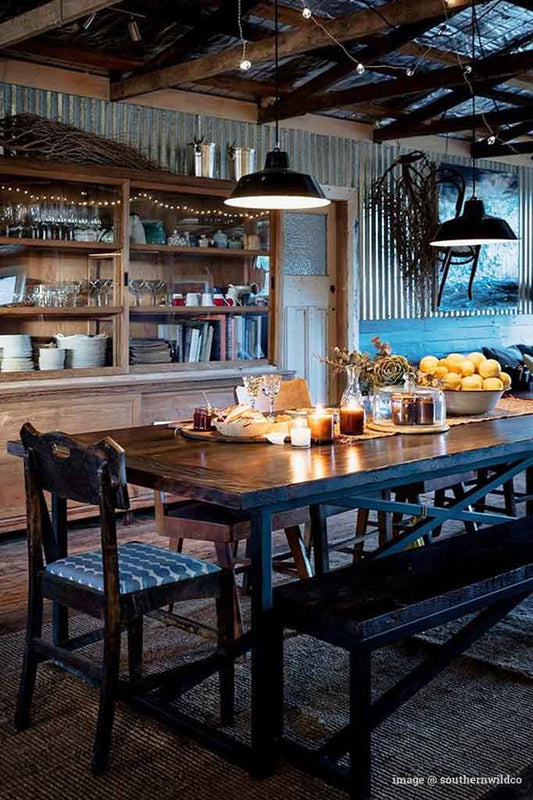 black pendants over dining table