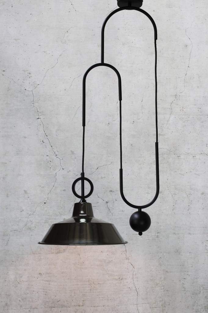 Black factory pulley pendant