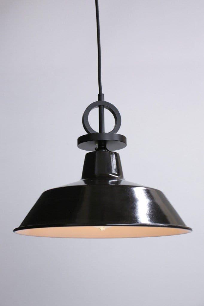 Black factory pulley pendant with disc