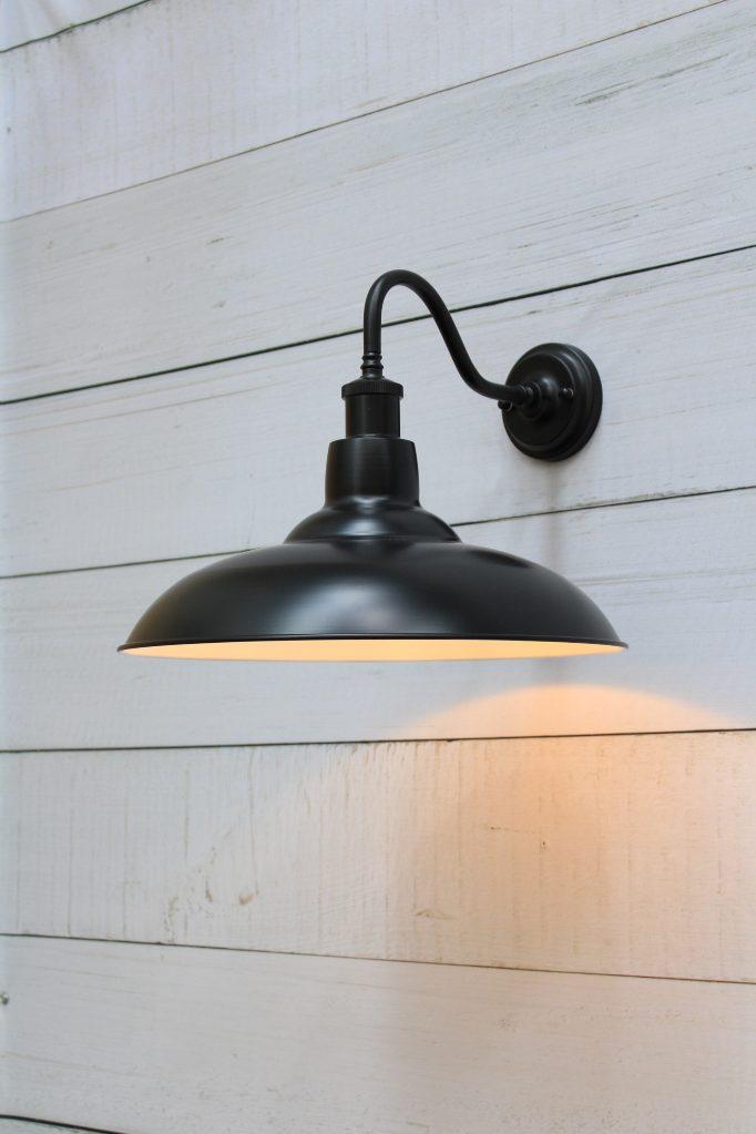 black steel gooseneck wall light