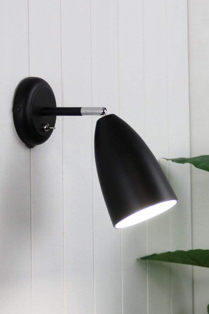 Tiltable wall light in black finish