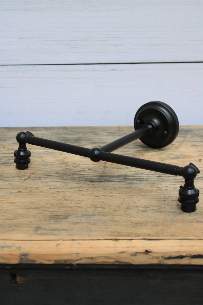 Black finish double arm wall light