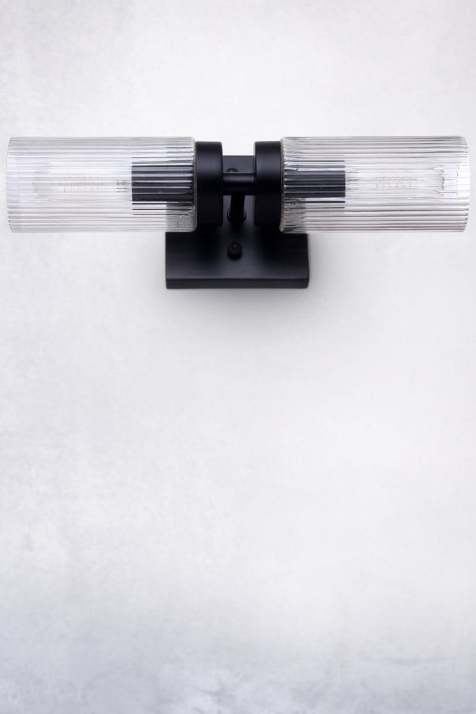 Berclair Ribbed Glass Vanity Wall Light black 2 light