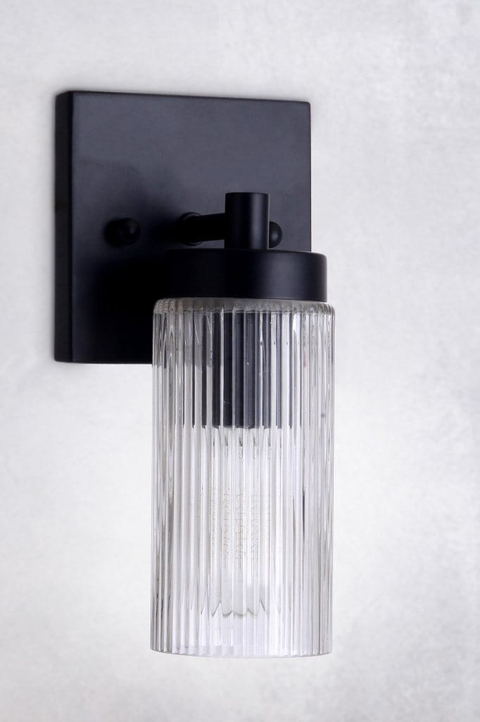 Berclair Ribbed Glass Vanity Wall Light black 1 light