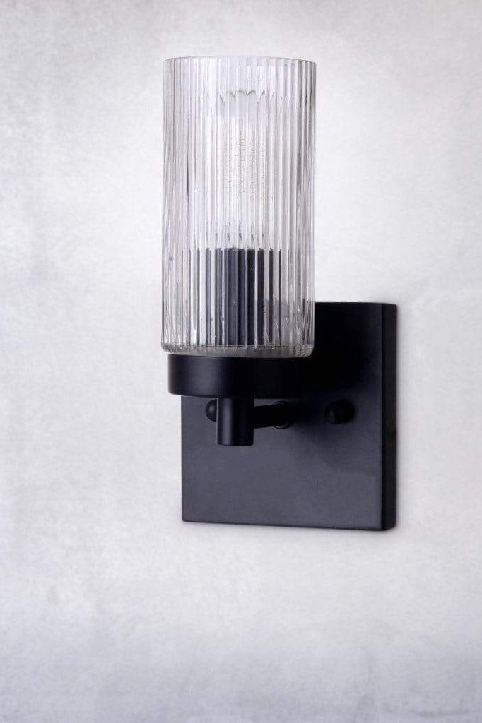 Berclair Ribbed Glass Vanity Wall Light black 1 light