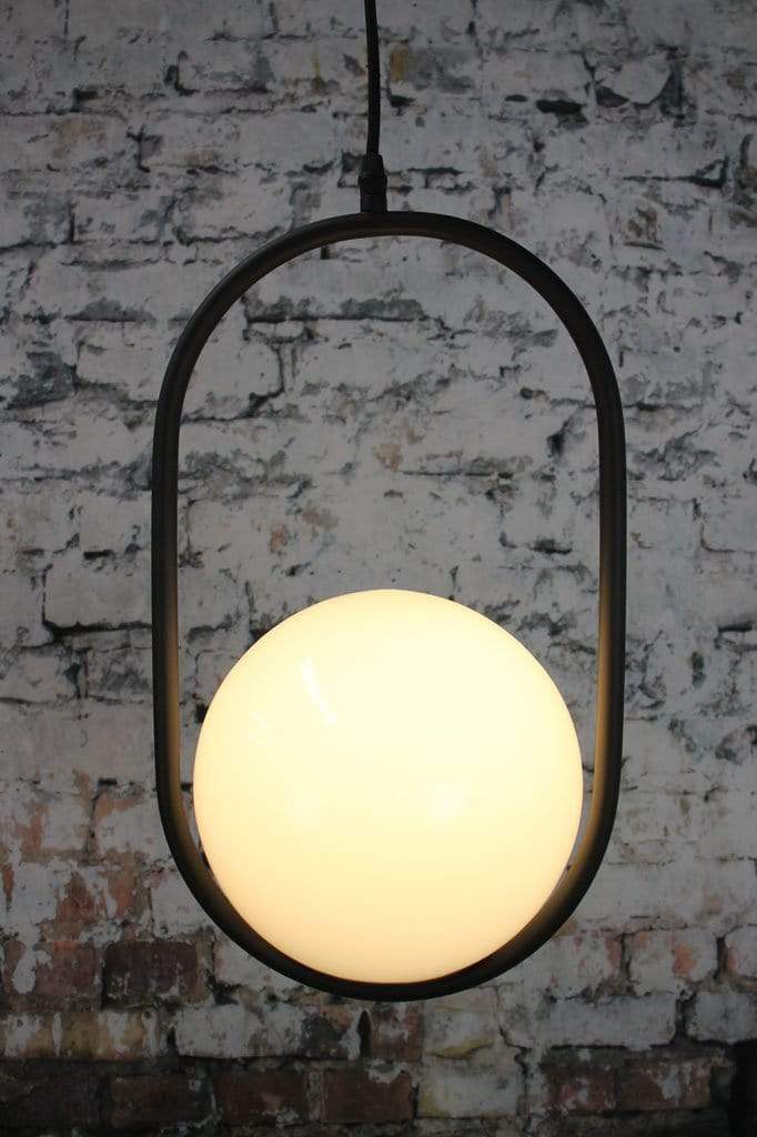 Opal glass pendant light in black 