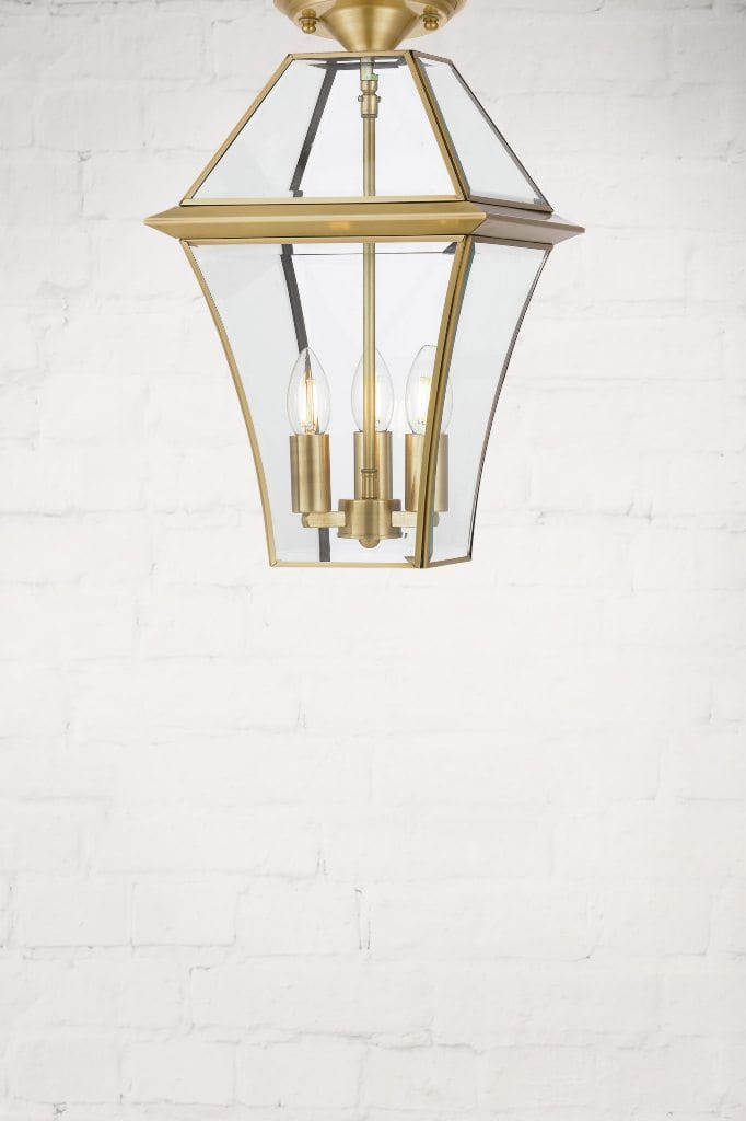 Flush mount option for brass victorian style light