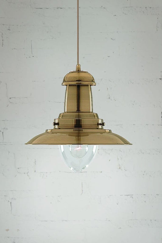 Large nautical pendant light in brass finish