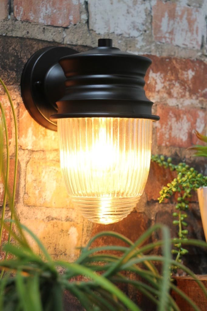 Brick home outdoor wall light with matt black clear glass