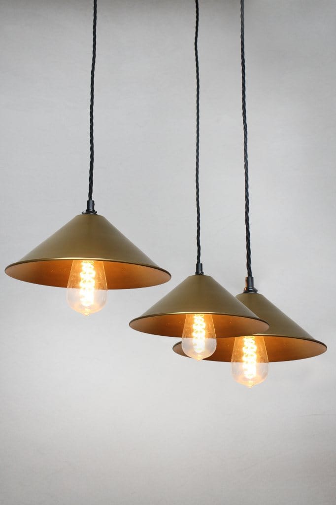 Bright brass 3 light pendant