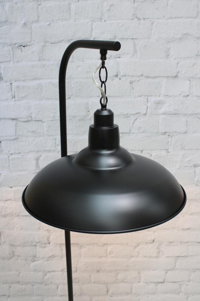 floor lamp with suspended black shade