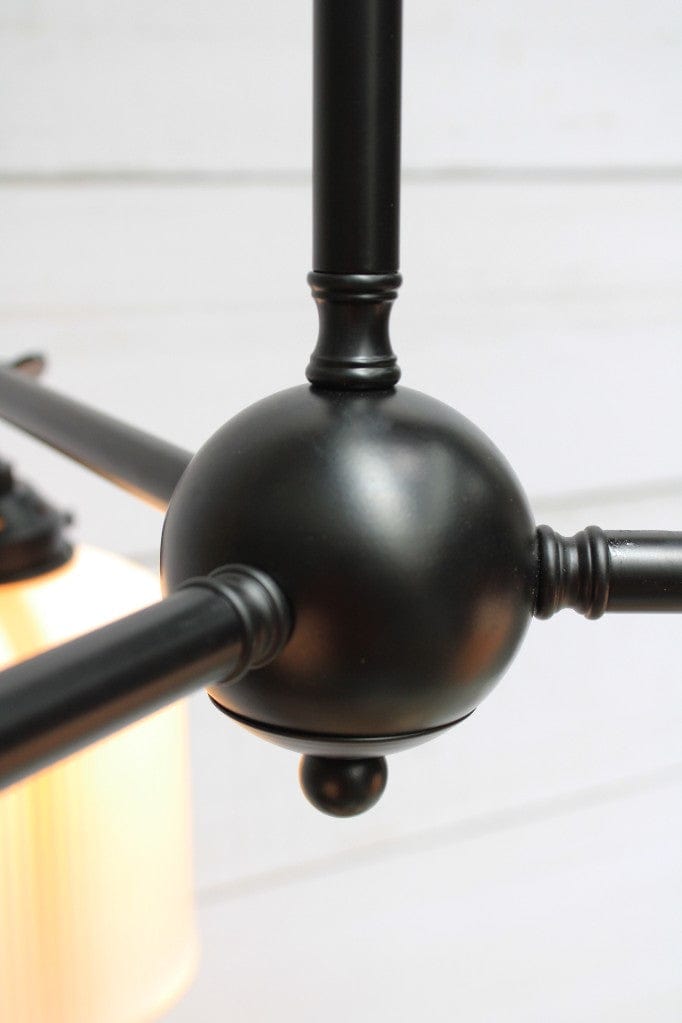 Detail of black finish chandelier