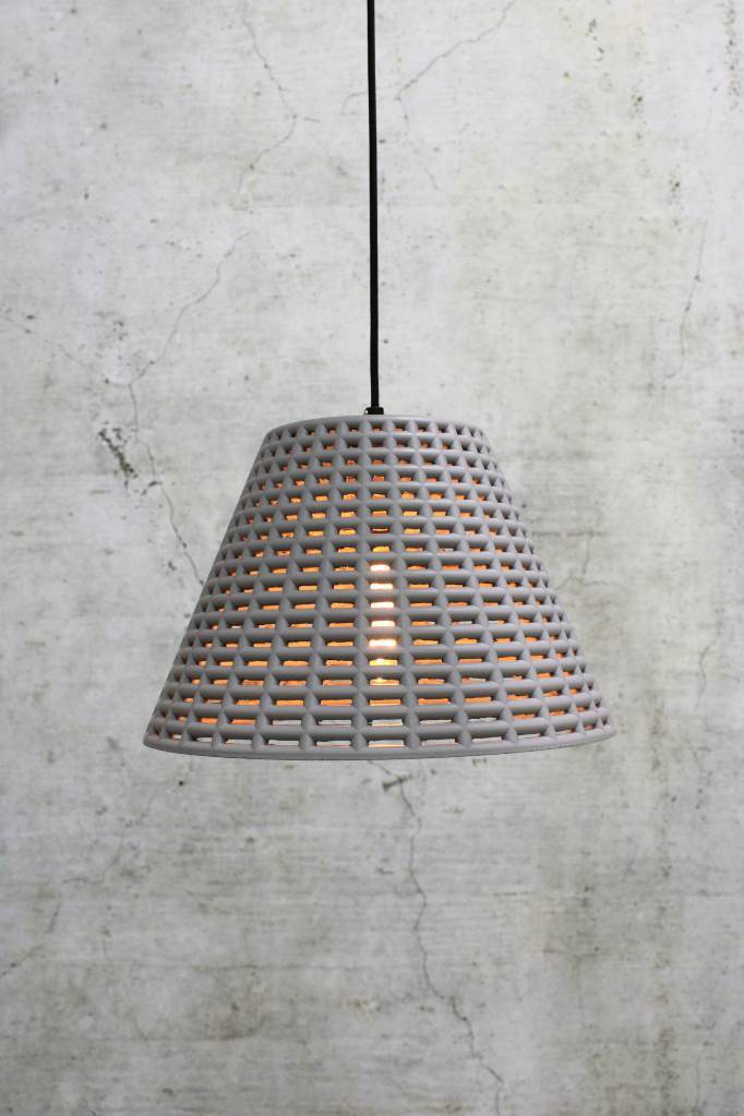 Concrete basket shade pendant