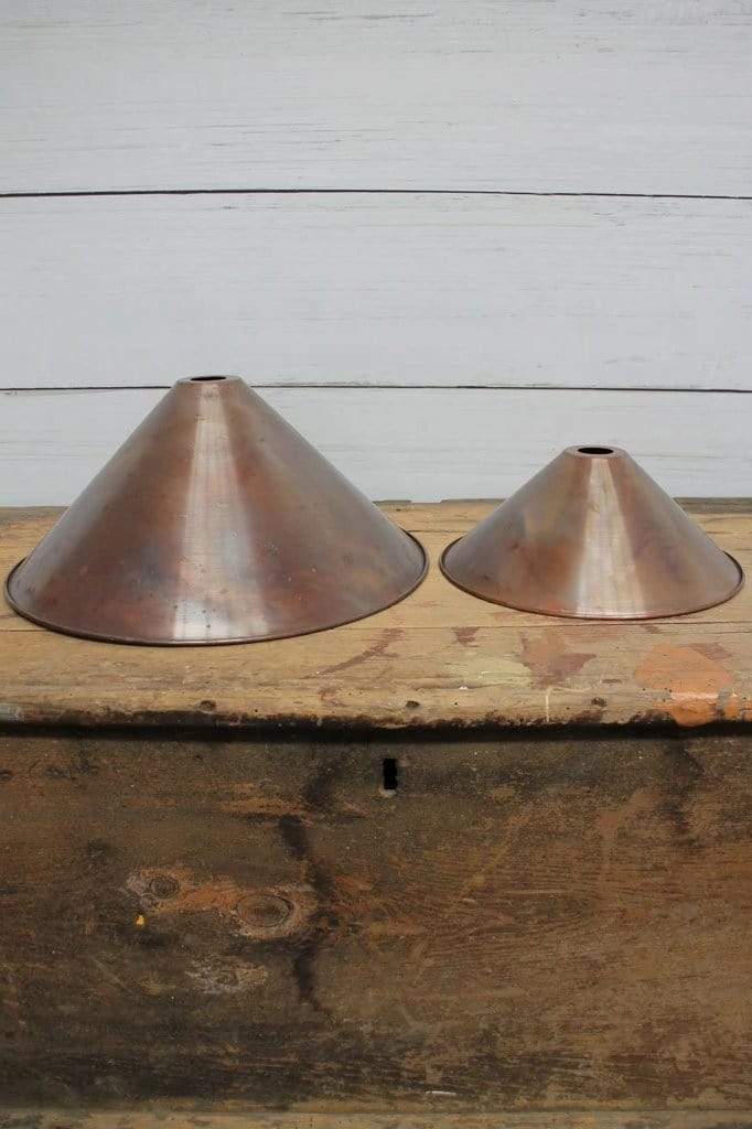 Copper cone shades for pendant wall lights