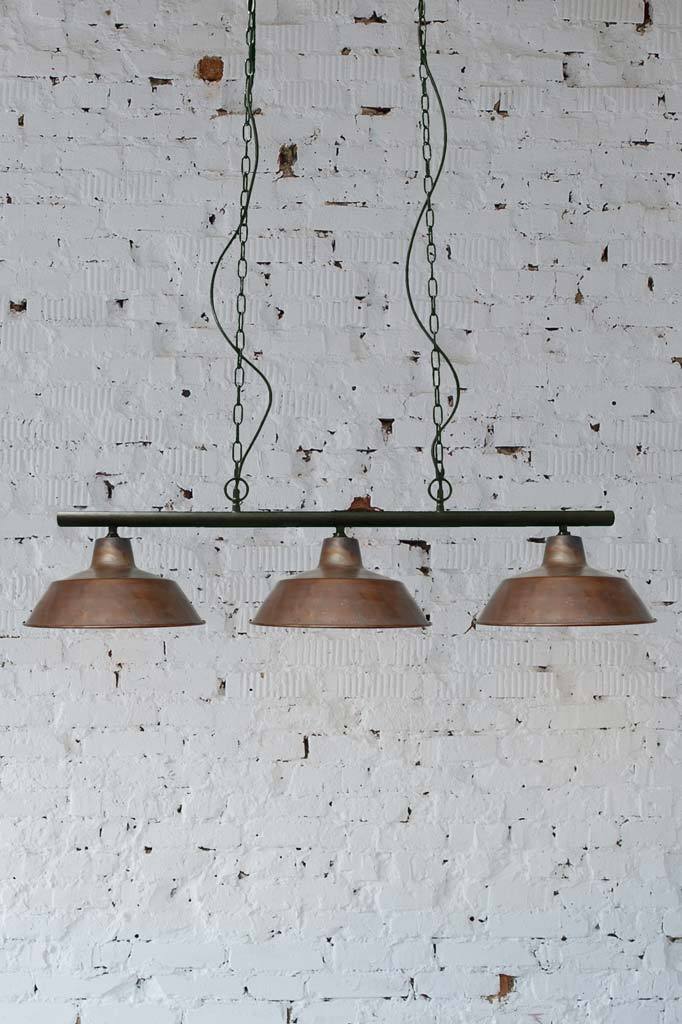 Copper hanging light three shaded pendant light