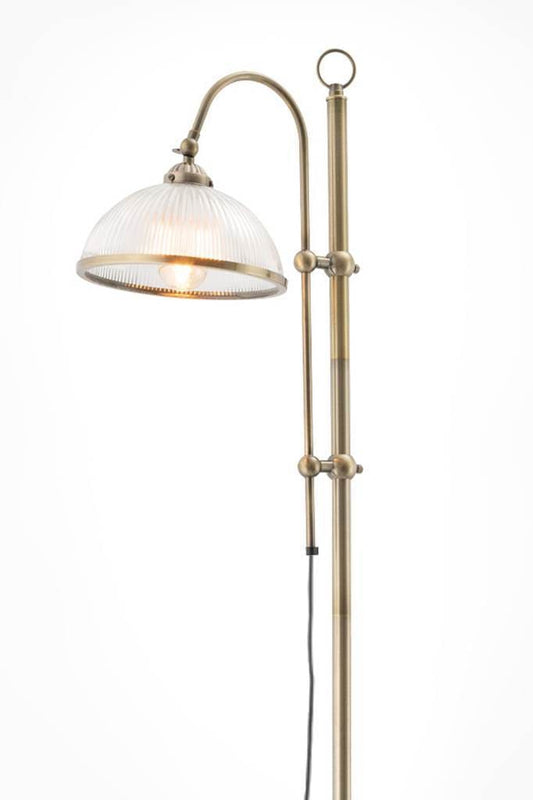 Antique brass floor lamp detail