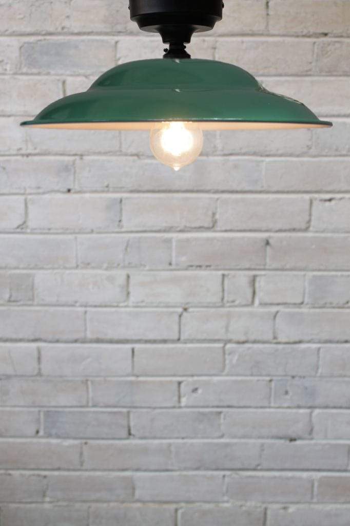 Green barn shade with black batten