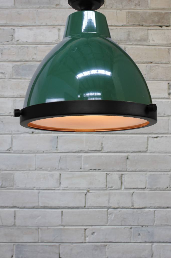 Federation Green flush mount with frosted glass cover