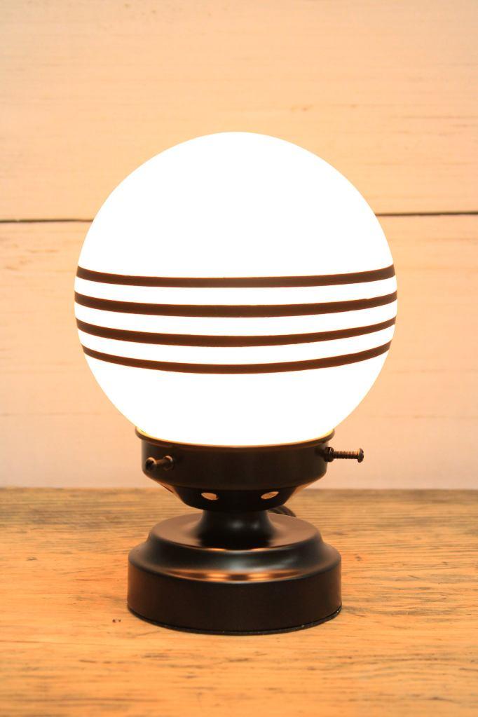 glass ball lamp with 4 painted stripes