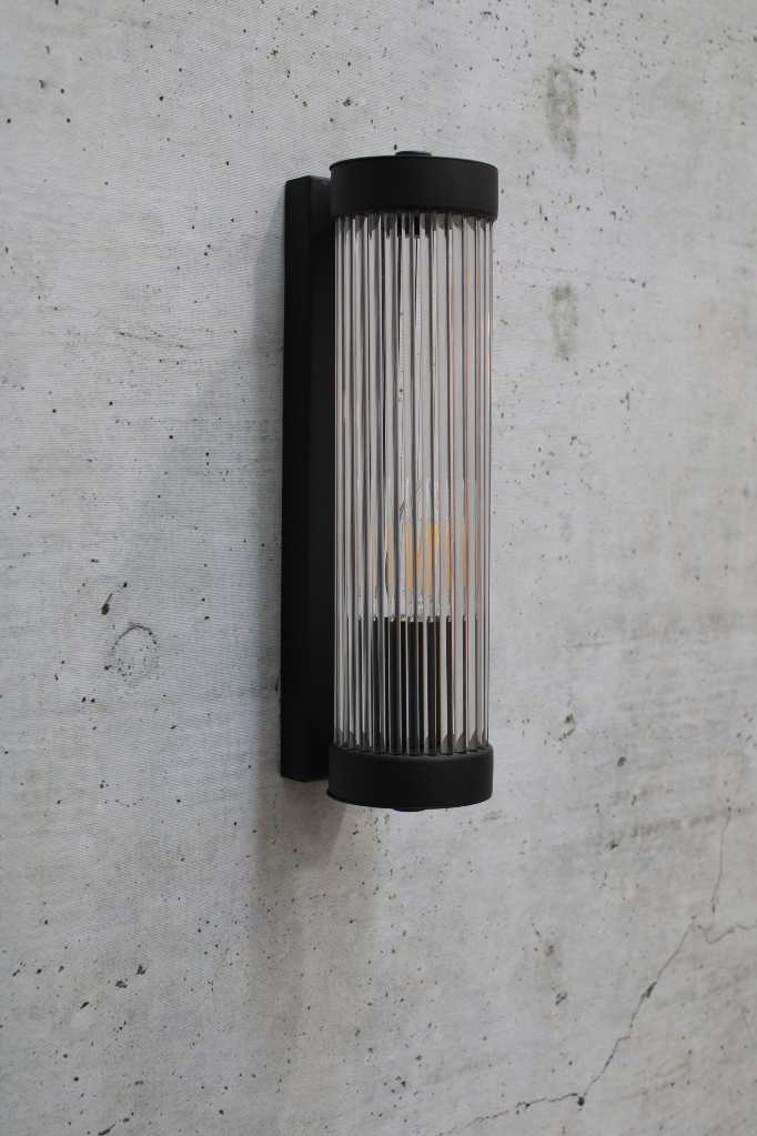 glass rod wall light in black switched off