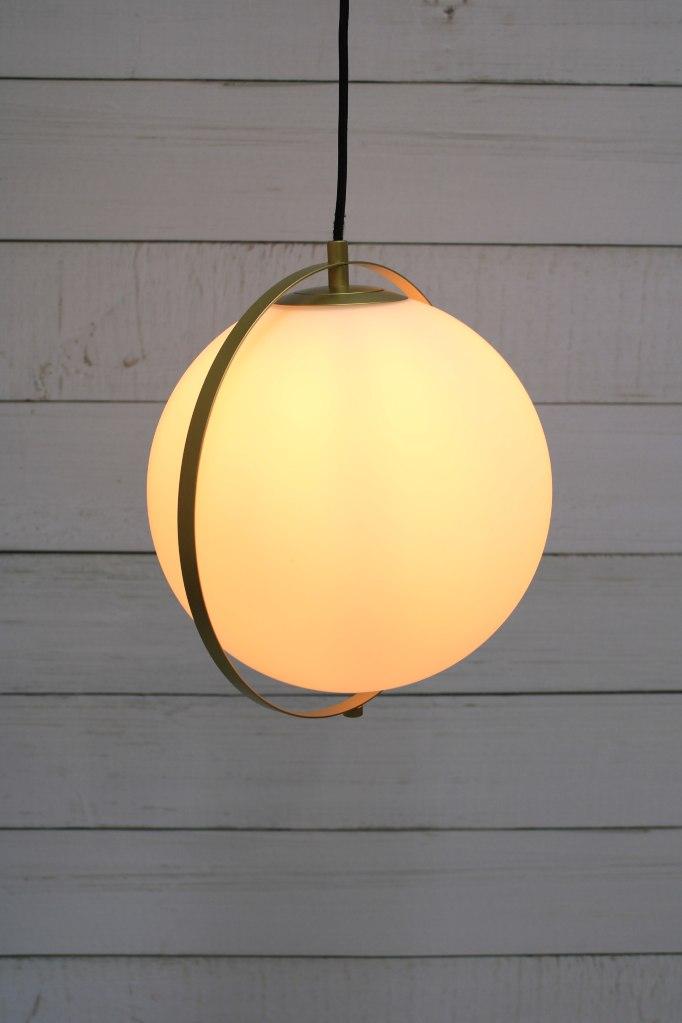 Ring glass pendant light quarter view