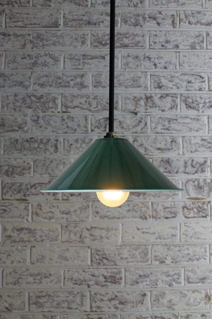 Green cone pendant light on pole small