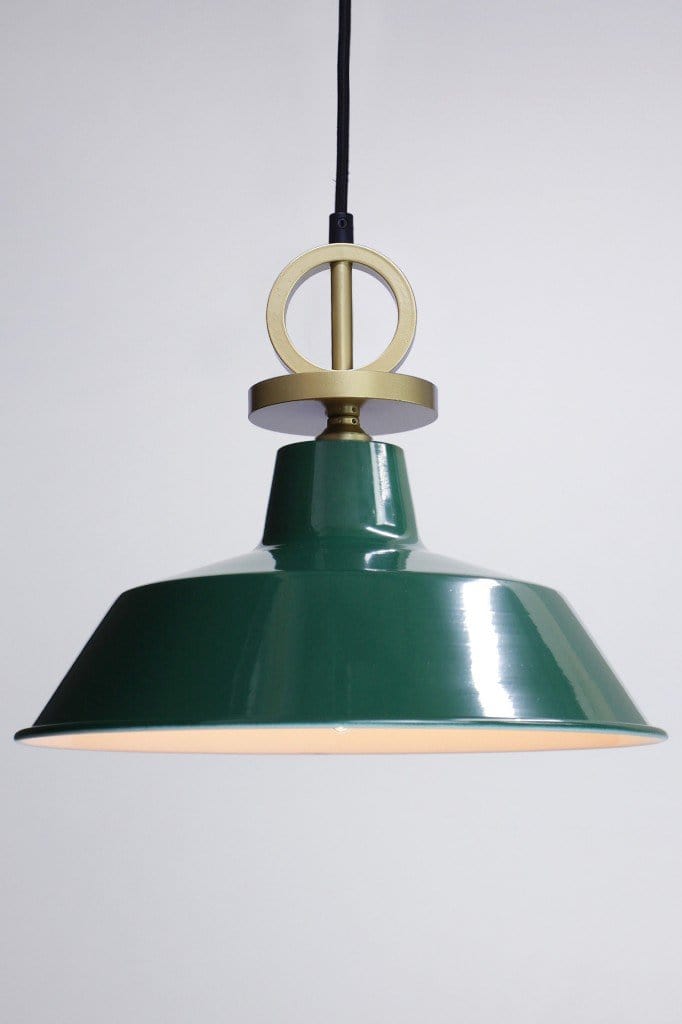 Federation Green factory shade with gold disc pulley